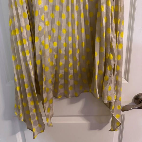 Zara pleated yellow polka dot handkerchief hem midi skirt Sz L - Picture 5 of 8